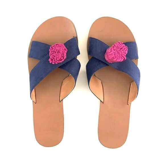 J. Crew Shoes - J CREW pompom sandals (NWOT)